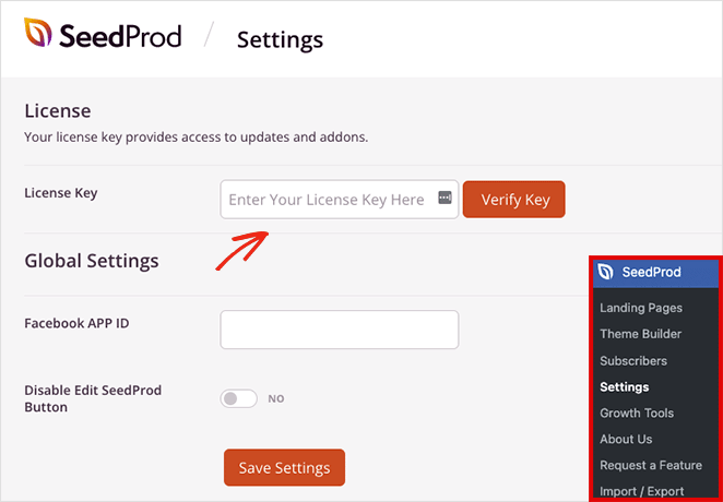 SeedProd settings page