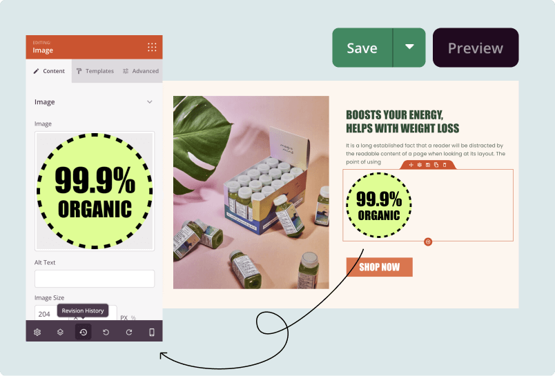 Save, Undo, & Redo Landing Page Changes
