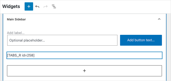 Paste tabs shortcode in WordPress sidebar