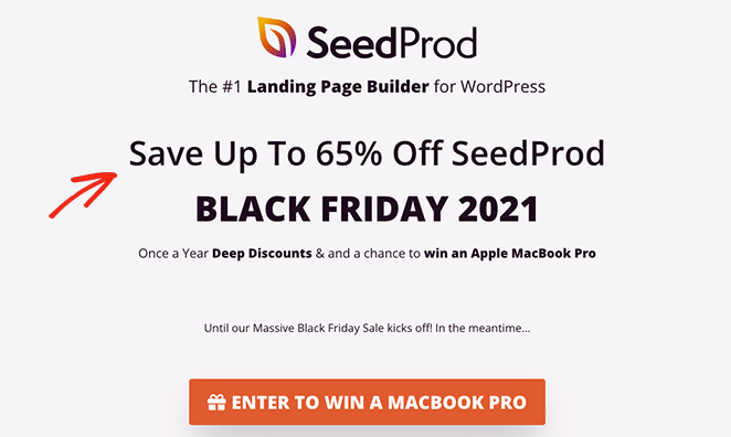 Special offer landing page headline
