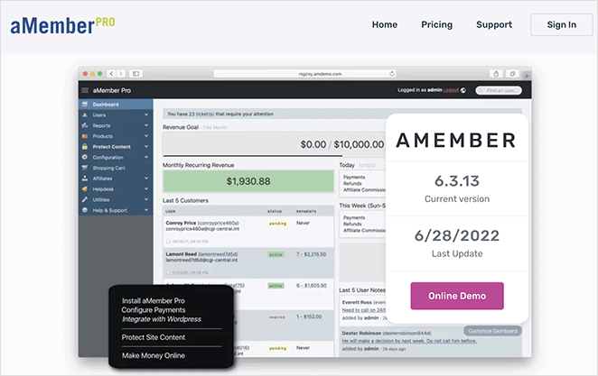 aMember Pro user friendly WordPress membership software