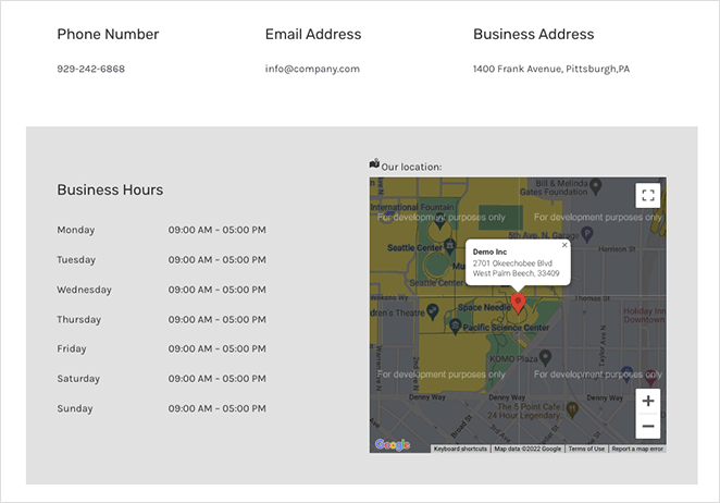 Business hours WordPress AIOSEO example