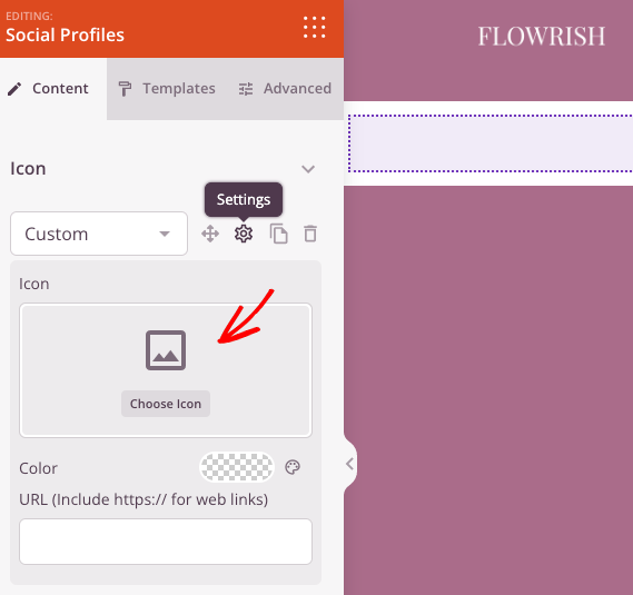 Custom social media profile settings