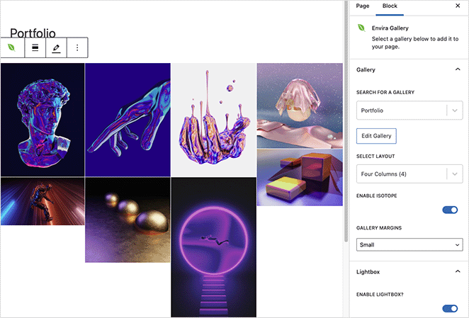 Envira Gallery in WordPress block editor