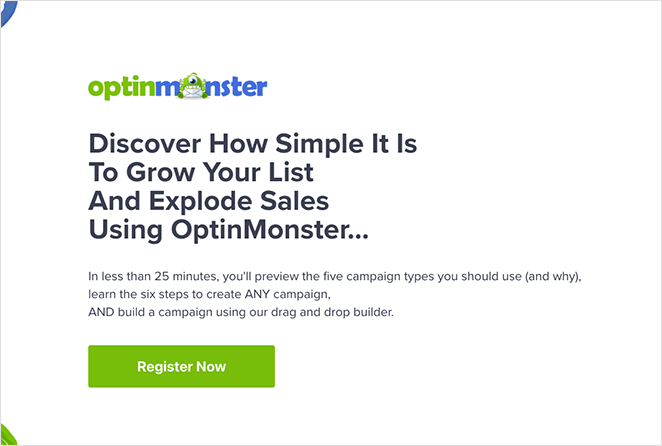 OptinMonster request a demo landing page example