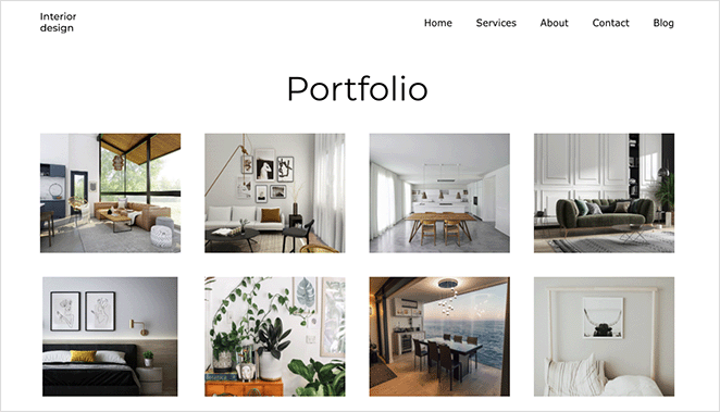 SeedProd portfolio gallery page example