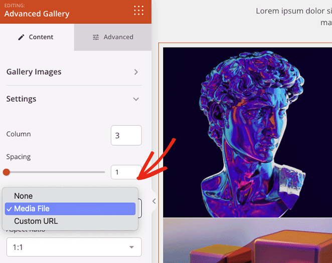 Responsive lightbox gallery settings