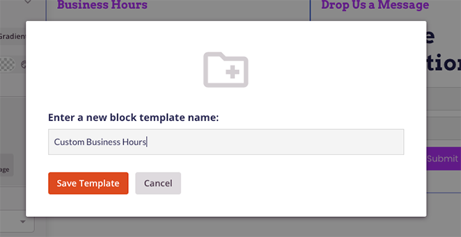 Enter a saved block name