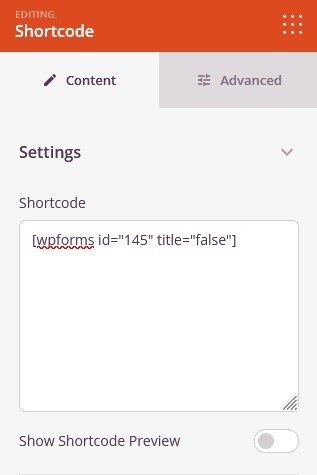 paramètres du shortcode