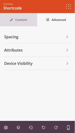 advanced shortcode block settings