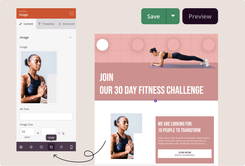 Quickly undo changes to your sales page