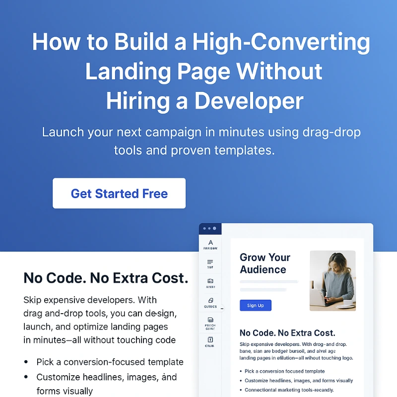 without-landing-page-formula - SeedProd Landing page mockup example using without formula: Build a high-converting landing page without hiring a developer
