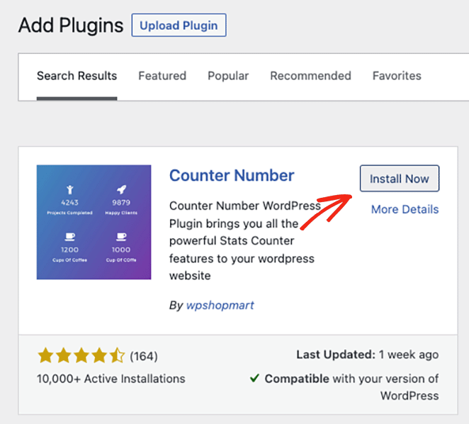 Install WordPress counter number plugin