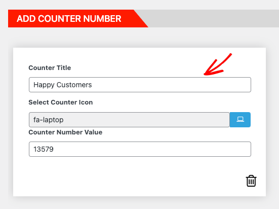 Edit counter settings