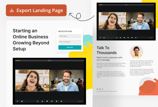 import and export webinar landing page templates