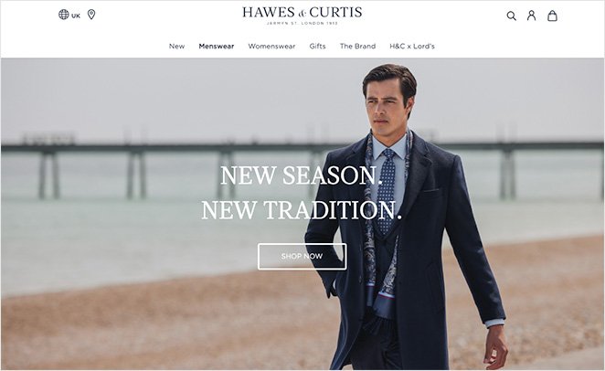 Hawes Curtis social media landing page example