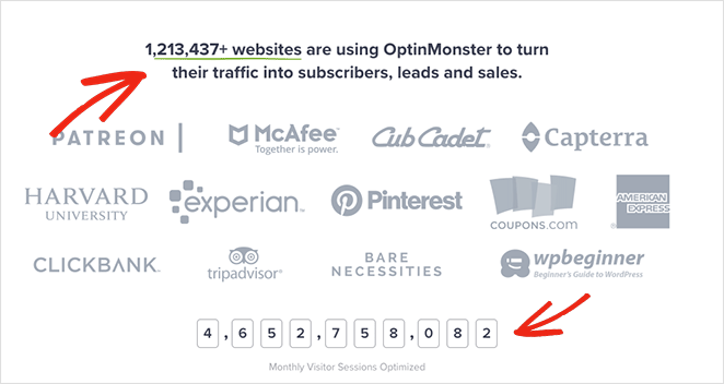 OptinMonster social proof example