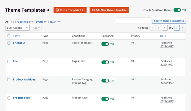 SeedProd theme parts