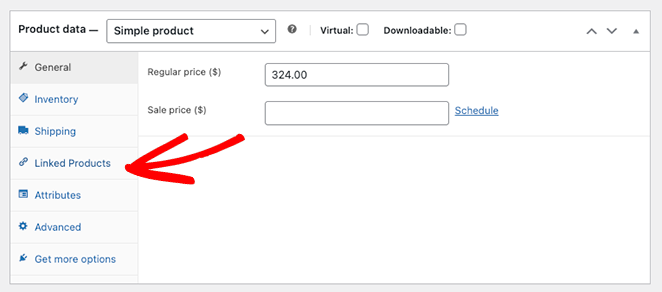 WooCommerce linked products settings