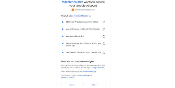 allowaccesstoyourgoogleaccount SeedProd Allow access to your Google Analytics account
