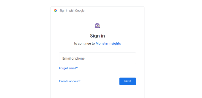 Choose a Google Account to sign in