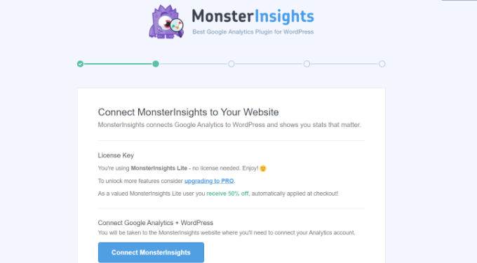 Connect MonsterInsights to your WordPress site