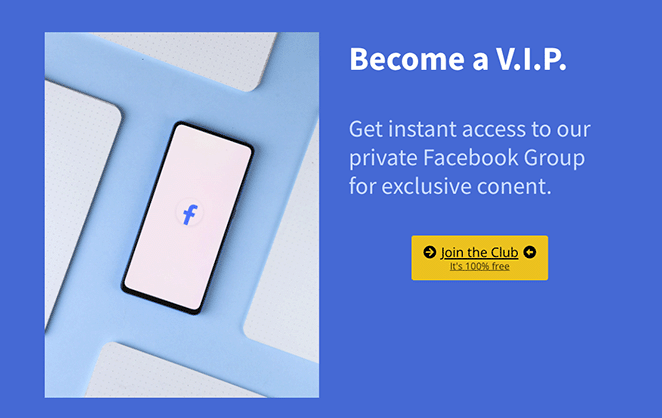 facebook-group-landing-page-example - SeedProd Facebook group landing page example