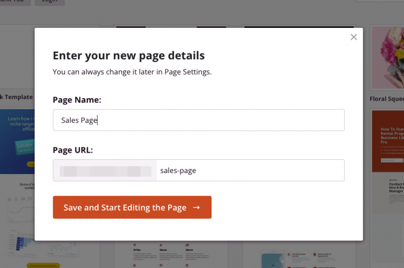 Enter your landing page name