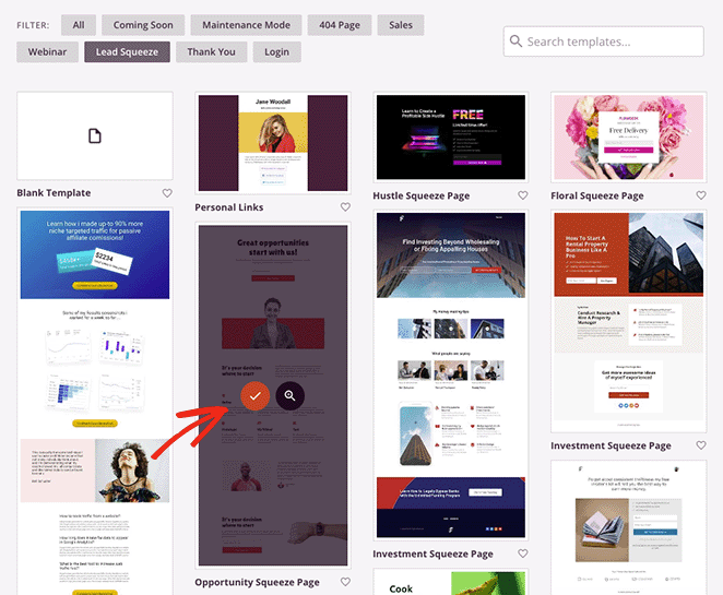 seedprod-landing-page-templates - SeedProd Choose a landing page template