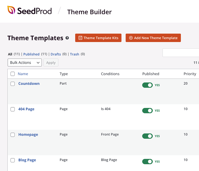 SeedProd theme builder