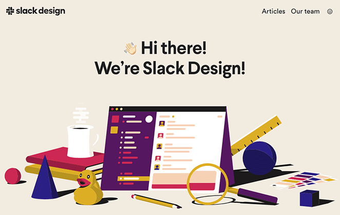 Exemple de page d'atterrissage pour le blog Slack Design