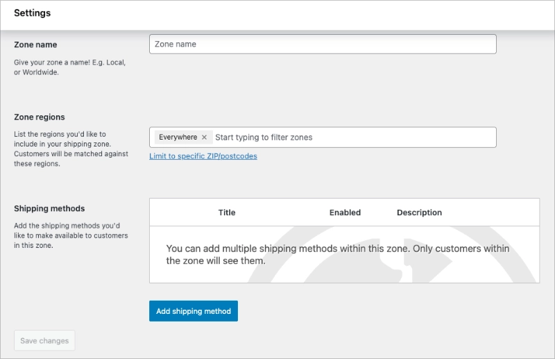 Eine Versandzone in WooCommerce hinzufügen