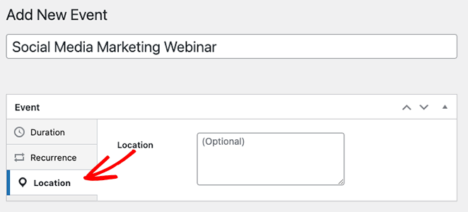 Add the event location