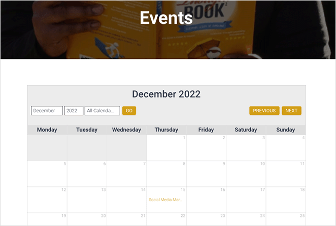 How to make a calendar in WordPress example