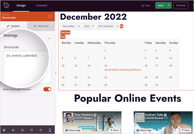 how to add sugar calendar to a SeedProd page