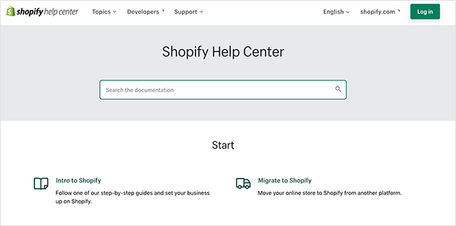 Shopify support help center