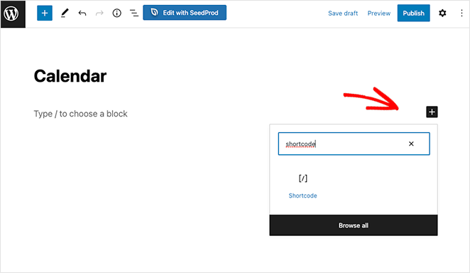 Choose the shortcode block