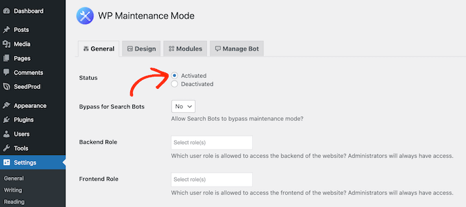activating-maintenance-mode - SeedProd Activate maintenance mode