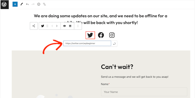 Add social links to maintenance mode page