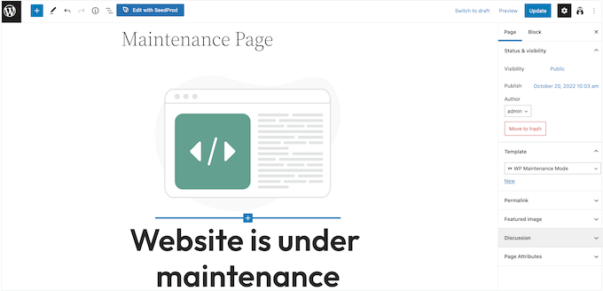 Building a maintenance page