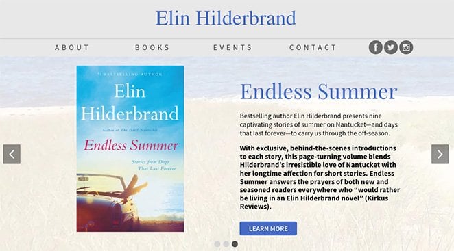 Elin Hilderbrand author website example