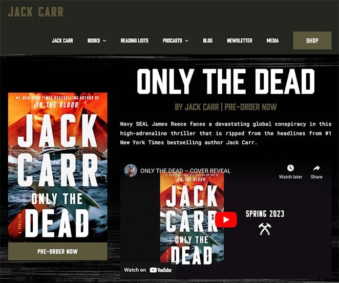 Jack Carr author website example