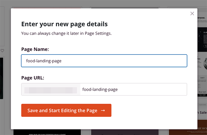 Enter your landing page details