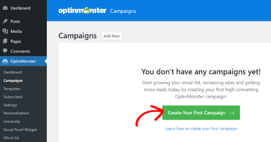 Create first OptinMonster campaign