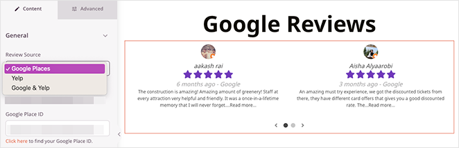 Embed Google reviews WordPress