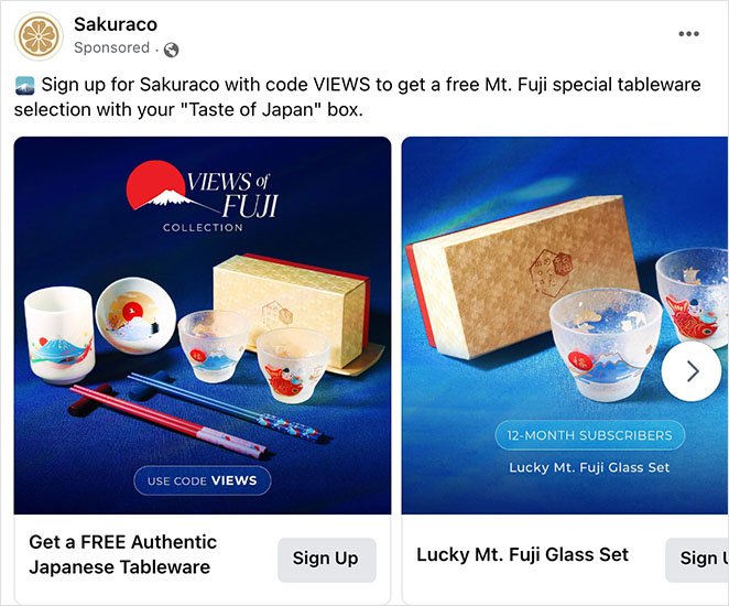 Sakuraco Facebook ad