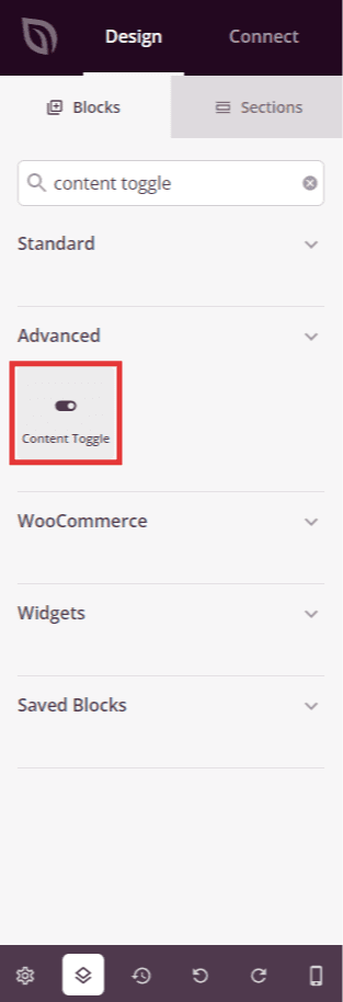 Content Toggle block