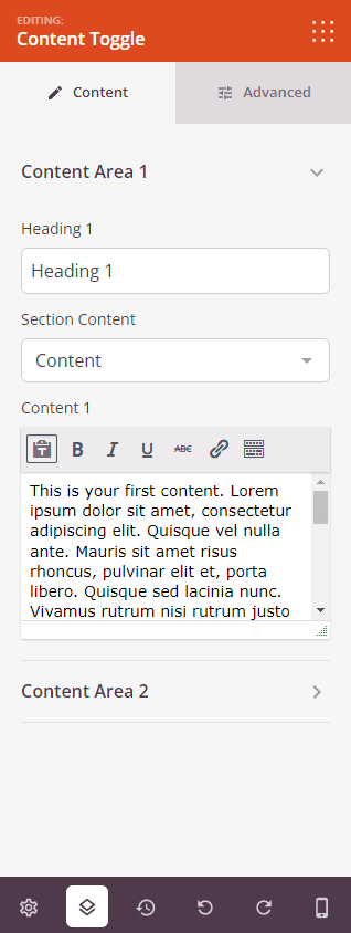 Content Toggle block