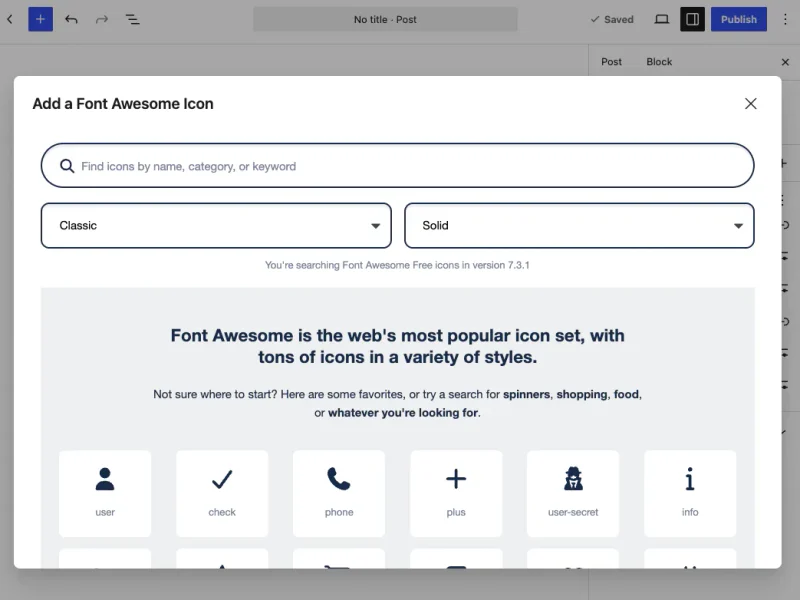 choose-font-awesome-icon - SeedProd Elegir un icono de Font Awesome del selector en WordPress