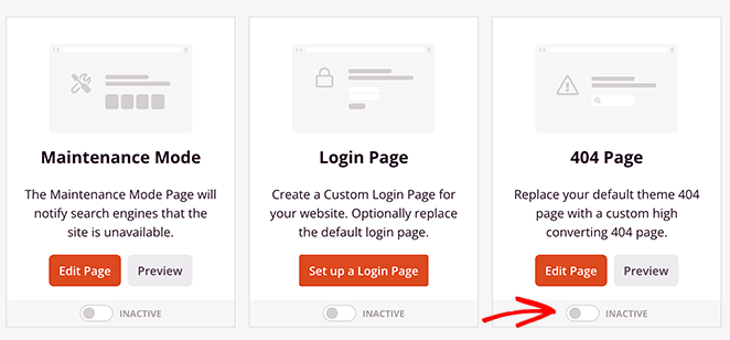 Page 404 inactive de WordPress